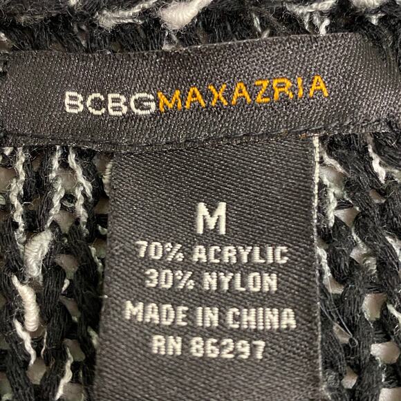 BCBGMAXAZRIA Black White Heather Single Button Heavyweight Cardigan Sweater M - Picture 7 of 10